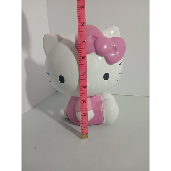 Sanrio Hello Kitty Sitting Ceramic Piggy Bank Pink Bow 8" Home Decor Kawaii - Picture 5 of 7